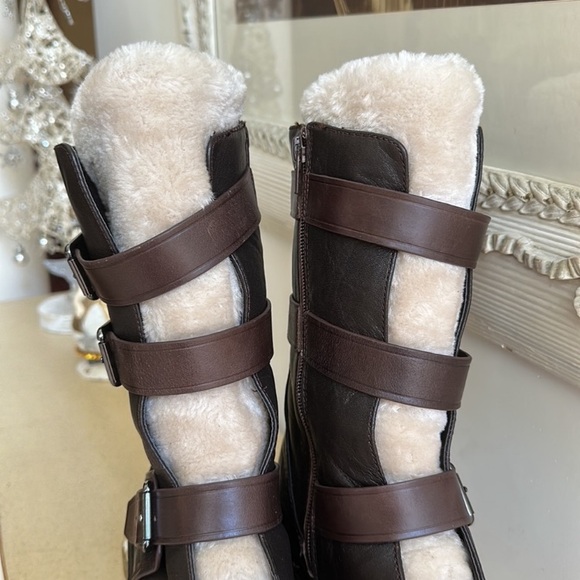 Aldo Mid Calf Faux Shearling Buckle Boots Sz 7 - Picture 2 of 7